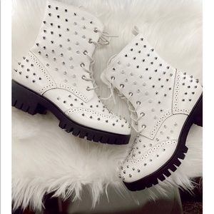 Brand new size 8 white studded boots